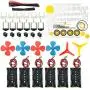 EUDAX 6 set Rectangular Mini Electric 1.5-3V 24000RPM DC Motor with 84 Pcs Plastic Gears,Electronic wire, 2 x AA Battery Holder ,Boat Rocker Switch,Shaft Propeller for DIY Science Projects