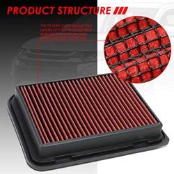 DNA Motoring AFPN-230-RD Washable Drop In Panel Air Filter Enhance Engine Performance [Compatible with 07-08 Mitsubishi Grandis / 13-17 Lancer / 14-20 Outlander / 13-20 Outlander Sport / 13-20 Rvr]