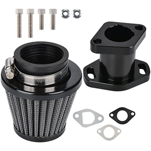 VENTOMO 38mm Air FilterPerformance Racing Intake Pipe Inlet Manifold Gasket Screw for Compatible with Predator 212cc ct200u GX160 GX200 6.5HP OHV Chinese 196cc Clone Engines Mini Bike Go Kart (Black)