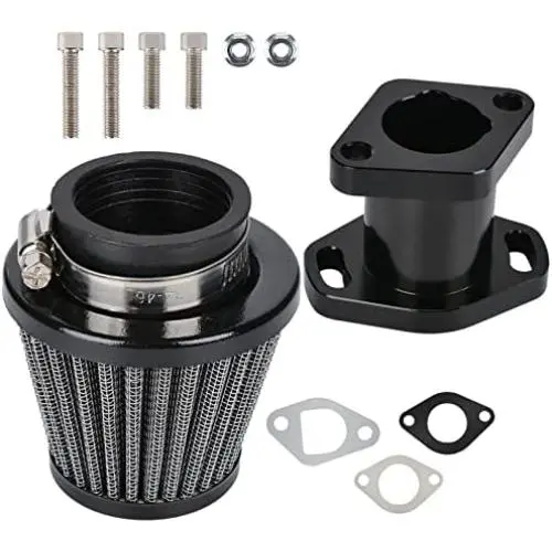VENTOMO 38mm Air FilterPerformance Racing Intake Pipe Inlet Manifold Gasket Screw for Compatible with Predator 212cc ct200u GX160 GX200 6.5HP OHV Chinese 196cc Clone Engines Mini Bike Go Kart (Black)