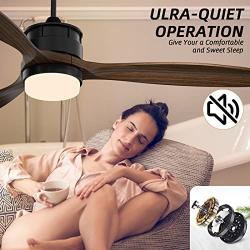 Obabala Outdoor Ceiling Fan with Light and Remote 52” Wood Ceiling Fan Black with LED Lights for Patios,Reversible DC Motor