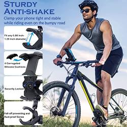 Bike Phone Mount, Bicycle Motorcycle Phone Handlebar Clamp Arm, Anti-Shake and 360° Rotation Bike Accessories, Riding Phone Holder for IPhone13/12/11/Pro/Pro Max/XR/XS, Galaxy S21/S20, Note 20/10&More