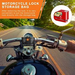Motorcycle Alarm Disc Brake Lock, Motorcycle Locks Anti Theft Security Wheel Disc Lock Waterproof 110dB Alarm Sound with 5ft Reminder Cable Keys and Carry Pouch for Motorbike Bike Scooter