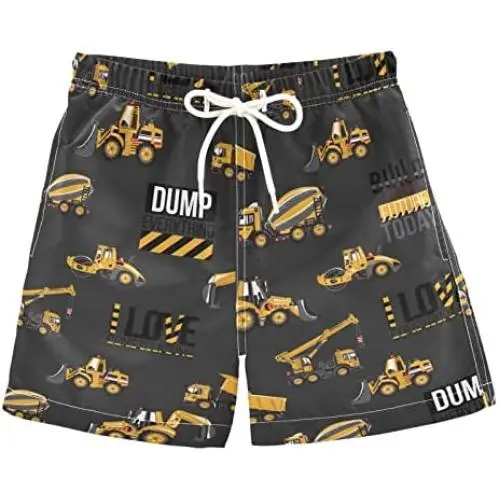 Aflyko Boys Board Shorts Vehicle Bathing Suit Girls Beach Swimwear Quick Dry All Day Shorts
