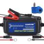 ADPOW 5A 12V Automatic Smart Battery Charger Automotive Maintainer 7-Stages Trickle Charger for Deep Cycle Battery Car Marine Trolling Motor Boat Truck Lawn Mower RV AGM with Terminal Cleaning Brush