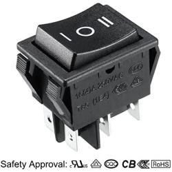 uxcell DPDT On/Off/On 3 Position 6Pin Snap Boat Rocker Toggle Switch,Black,AC 16A/125V 16A/250V,for Boat,Household Appliances