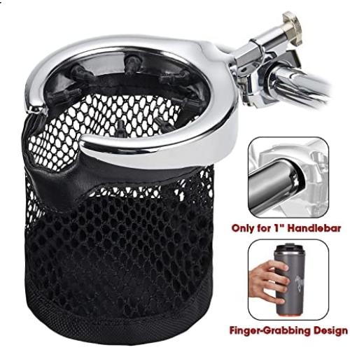 KEMIMOTO Motorcycle Cup Holder Handlebars, Motorcycle Drink Holde for 1 Inch Handlebar Compatible with Sportster Softail Dyna Street Glide Road King Road Glide Electra Glide Vulcan, Universal