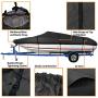 iCOVER Trailerable Boat Cover- 14-16 Waterproof Heavy Duty Marine Grade Canvas Fits V-Hull-Fish&Ski-Pro-Style-Fishing Boat-Runabout-Bass Boat- up to 14ft-16ft Long and 68