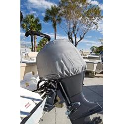 FCOUIID Outboard Motor Cover, 600D Heavy Duty Waterproof Trailerable Boat Engine Cover, Universal for Mercury, Yamaha, Suzuki, Evinrude. Gray (25HP-50hp)