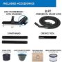 BIDZ 5 Gallon, Powerful 5 Peak HP Motor, 63.5 Water Lift Suction Power, Heavy-Duty Stainless Steel Semi- Commercial Shop Vacuum System, Commercial Grade 8FT Hose