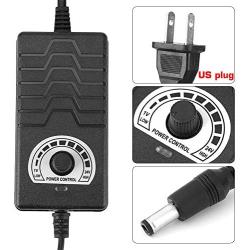 AC to DC Adjustable Power Source Adapter,Electric Motor Speed Controller AC 100-240V to DC 1-24V 2A for Fan Drill US Plug