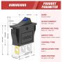 QCQIANG 2PCS AC 16A 250V 20A 125V Rocker Switch with Blue LED Light, Rocker Button Switch for Cars, Motorcycles, Vacuum Cleaners