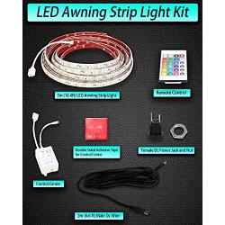 Seagenck RV Led Awning Party Light, Led Awning Strip Light for Camper Motorhome Travel Trailer Concession Stands Food Trucks, Light Up Canopy Area for BBQ Play Cards, 5m(16.4ft), Dc 12v, RGB