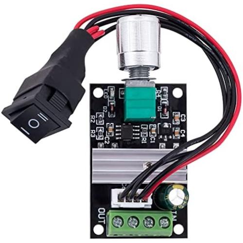 PAGOW DC Motor Speed Controller,Adjustable Reversible PWM1023BB Driver Switch with Control Knob 6v 12v 3A 80W (Switch Cable Length 5.9inch)