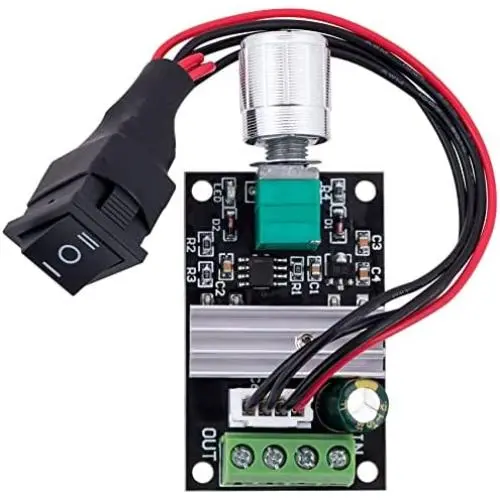 Contrôleur de Vitesse Moteur DC PAGOW, Réducteur PWM1023BB Ajustable Inversible avec Interrupteur et Molette de Contrôle 6v 12v 3A 80W (Longueur du Câble: 5.9inch) Contrôleur de Vitesse Moteur DC PAGOW, Réducteur PWM1023BB Ajustable Inversible avec Interrupteur et Molette de Contrôle 6v 12v 3A 80W (Longueur du Câble: 5.9inch)