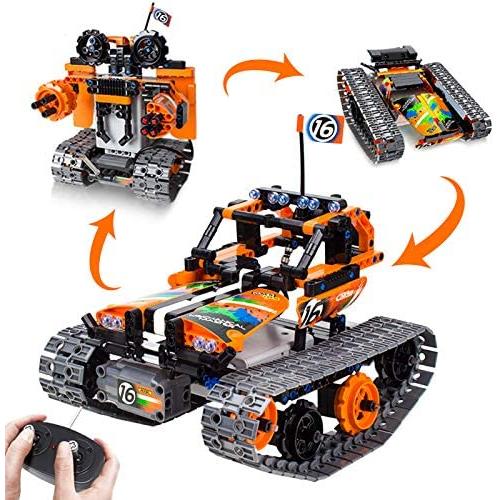 3-in-1 STEM Remote Control Building Kits-Tracked Car/Robot/Tank, 2.4Ghz Rechargeable RC Racer Toy Set Gift for 8-12,14 Year Old Boys and Girls, Best Engineering Science Learning Kit for Kids (392pcs)