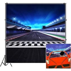 CSFOTO 10x10ft Finish Line Race Track Backdrops Racing Backdrop for Photography Race Car Birthday Party Supplies Bleachers Auto Motorsport Champion Sport Competition Race Photo Backdrop