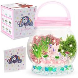 Light-Up Unicorn Terrarium Kit for Kids with LED Light, DIY Mini Garden Night Light Project, Unicorn Toy Gift for Girls Age 4,5,6,7,8,9+ Crafts Kits, Unicorn Girls Stuff, Birthday Gift, Bedroom Decor