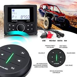 Powersport Bluetooth Radio Marine Stereo Wireless Remote Controller for Boat, RZR, Motorcycle, Golf Cart, Bikes