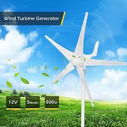 Dyna-Living Wind Turbine Generator Kit 500W DC 12V Wind Turbine Motor with Charge Controller 5 Blades Wind Power Machine for Home Garden Boat Marine Monitoring or Street Lighting (Not Included mast)