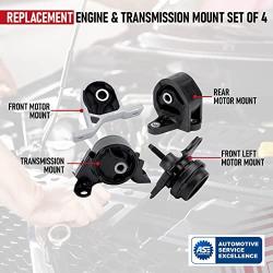 Engine and Transmission Mount Set of 4 - Fits Honda Civic 2001-2005 1.7L with Automatic Trans - Replaces 50840-S5A-A81, 50840-S5A-990,50810-S5A-013, 50810-S5A-992, A6595, A6588, A6591, A4511