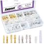 Swpeet 240Pcs Bullet Connectors Kit, 3.9mm Brass Bullet Male & Female Wire Terminals Connector with Insulation Cover for Motorcycle Scooter Car Truck with Insulation Sleeve