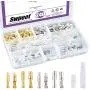 Swpeet 240Pcs Bullet Connectors Kit, 3.9mm Brass Bullet Male & Female Wire Terminals Connector with Insulation Cover for Motorcycle Scooter Car Truck with Insulation Sleeve