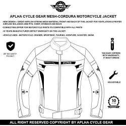 ALPHA CYCLE GEAR BREATHABLE BIKERS RIDING PROTECTION MOTORCYCLE JACKET MESH CE ARMORED (BLACK WIND, SMALL)