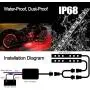 DSOW 12Pcs Motorcycle LED Light Kit Strips APP/IR/RF Wireless Waterproof Underglow Neon Lights Atmosphere Lamp with Remote Controller for for Harley Davidson Honda Kawasaki Suzuki, 1 Year Warranty