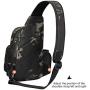 Protector Plus Tactical Sling Bag Military MOLLE Crossbody Pack Chest Shoulder Backpack with Water Bottle Holder Pouch EDC Diaper Motorcycle Bicycle Daypack (Patch Included),Black Camo