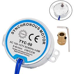 Twidec/7mm Connector Synchronous Motor AC100~127V 50/60HZ Turntable Synchron Motor 4W CW/CCW Electric Motor 5-6RPM/MIN +Hexagon Shaft Motor Flexible Coupling Coupler+ Allen Wrench TYC-50-501P