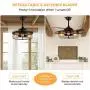 Siljoy 48 Industrial Ceiling Fan with Lights, Black Fandelier Retractable Ceiling Fan with Remote, Vintage Caged Chandelier Fan Light Fixture for Living Dining Room Bedroom, 5 x E26 Not Included