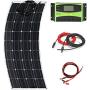 AUECOOR 100W 18V 12V Solar Panel System kit + 20A LCD Solar Controller + 5M Solar Cable +Battery Cable for 12V DC Supply RV Car Tent Yacht Battery Charging