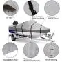 RVMasking Waterproof 800D Polyester Trailerable Full Size Boat Cover for V-Hull Runabouts Outboards and I/O Bass Boats, Motor Cover Include (Gray, Length:20-22 Beam Width: up to 100