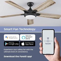 Prominence Home 51649-01 Lorelai Smart Ceiling Fan with Light and Remote, 52, Bronze