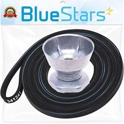 Ultra Durable 8066184 Dryer Motor Pulley & 341241 Dryer Drum Belt Kit Replacement by BlueStars - Exact Fit for Whirlpool Maytag Kenmore Dryers - Replaces PS11744884 AP2946843