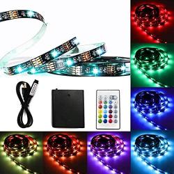 VVFLED Battery& USB 24 Keys RF Remote LED Strip Light, DIY Indoor Decoration, 6.56ft