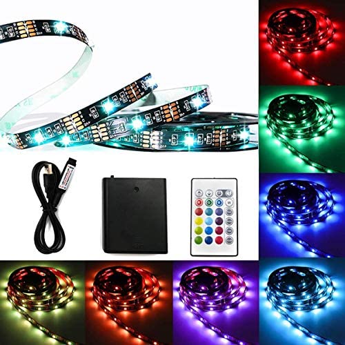 VVFLED Battery& USB 24 Keys RF Remote LED Strip Light, DIY Indoor Decoration, 6.56ft