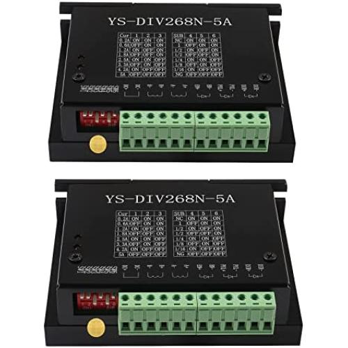 2Pcs TB6600 5A Stepper Motor Driver DC12-48V CNC Controller Nema 23 Nema17 Series Stepper Motor Single Axes 1 Phase Hybrid Metal Case CNC Engraving Machine