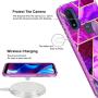 for Moto G Pure 2021 Case, Jeylly Moto G Pure Case with Screen Protector, Military Heavy Duty Drop Proof Protection Marble Pattern Soft TPU Defender Bumper Case Cover for Moto G Pure, Violet Purple
