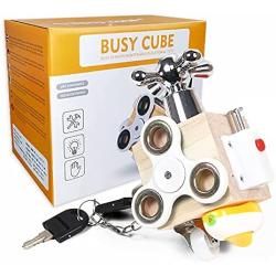 Busy Cube for Kids Sensory Busy Board Travel Toy for Toddlers 1 2 3 Years Old Educational Learning Toys Montessori Toys for Babies 18-24 Month