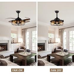 Farmhouse Industrial Ceiling Fans with Light, Siljoy 48