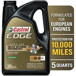 Castrol Edge 5W-40 A3/B4 Advanced Full Synthetic Motor Oil, 5 Quart Jug