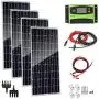 AUECOOR 400 Watt 18 Volt 12 Volt Solar Panel Monocrystalline Solar Bundle Kit, Solar Charging System with 40A LCD Solar Controller for RV， Boat，Motorhome，Marine Off Grid System 12V Battery