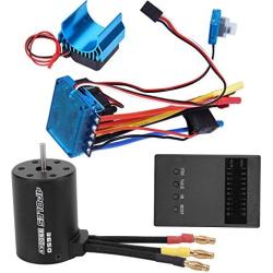 Brushless Motor and ESC Combination,3650 3900KV Motor+Brushless ESC + Heat Sink + Program Card Set Accessory Compatible with RC Car (80A)