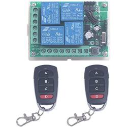 12V 4 Channel Wireless Remote Control Switch Transmitter Receiver Momentary Toggle Switch Garage Door Motor Window Openr Parts (2X Control 315Mhz)