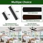 Ghicc Ceiling Fan with light, Black Ceiling Fan with Remote Control for Outdoor and Indoor - Reversible Silent DC Motor and Matte Black ,52-Inch