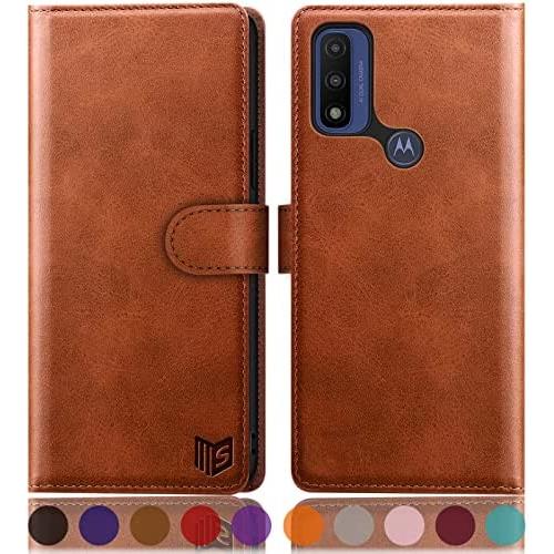 SUANPOT RFID Blocking Wallet case for (Motorola Moto G Pure 2021 ，Light Brown