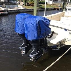 STHang-D Outboard Motor Cover,Waterproof Boat Motor Covers,Heavy Duty Boat Engine Hood Covers,Outboard Engine Cover Fits Motor Up to 10Hp/20Hp/60Hp/150Hp (Blue, M: Up to 20HP)