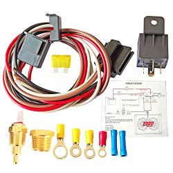 Electric Fan Wiring Kit Electric Fan Relay Kit with Thermostat Radiator Fan Sensor Switch Electric Cooling Fan Thermostat Kit Temperature Sensor Switch 185 On 175 Off, 40 AMP Waterproof Relay Kit